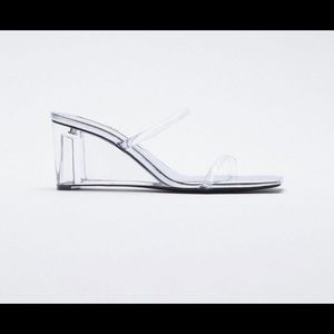 Zara metallic wedge sandal heels in clear transparent. BNWT!!